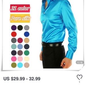 Men’s silk long sleeve shirt with crystal buttons.